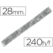 Q-CONNECT ESPIRAL METALICA 5:1 28mm 240H NEGRO 50-PACK KF04438